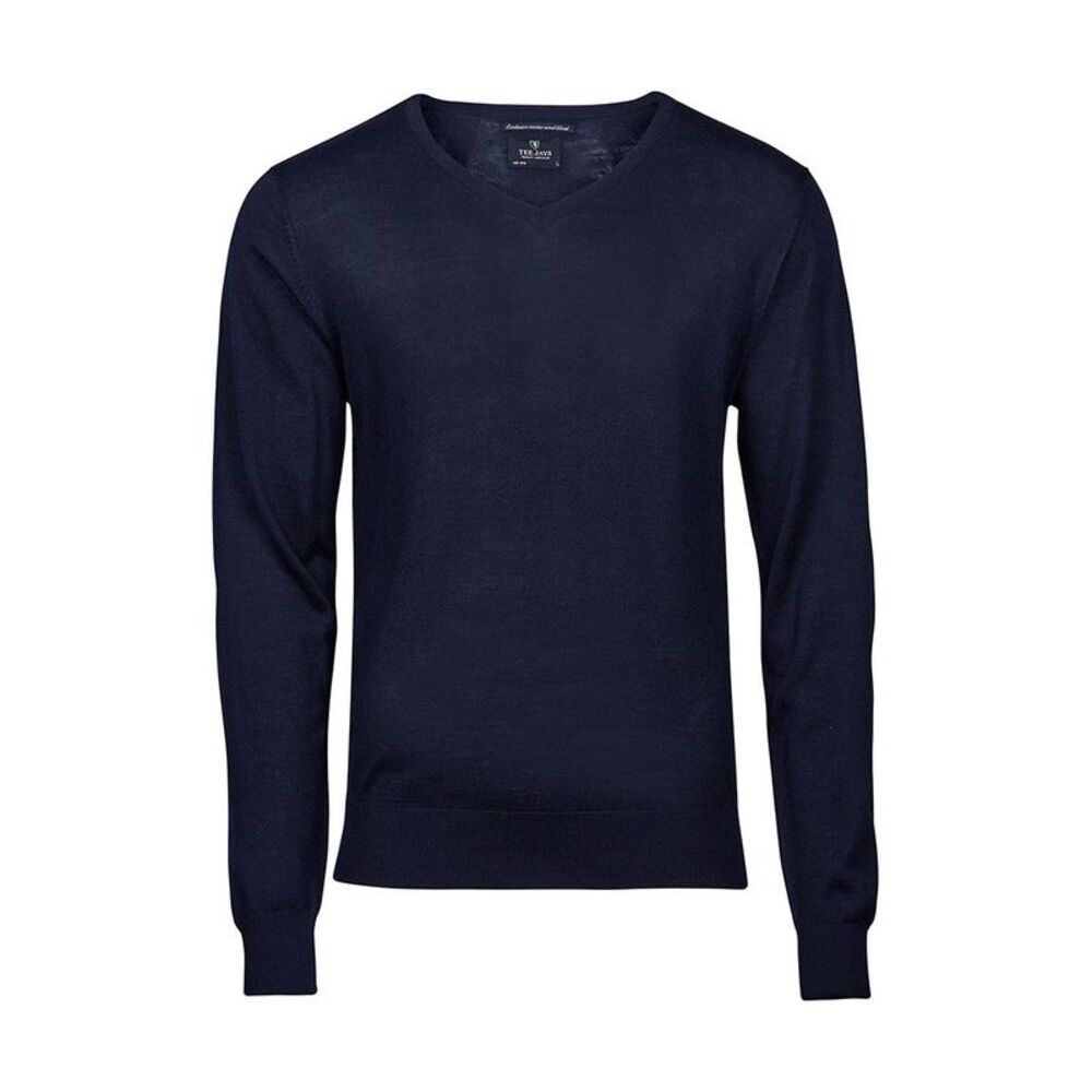 Tee Jays Mens Merino Blend V Neck Sweater / Navy